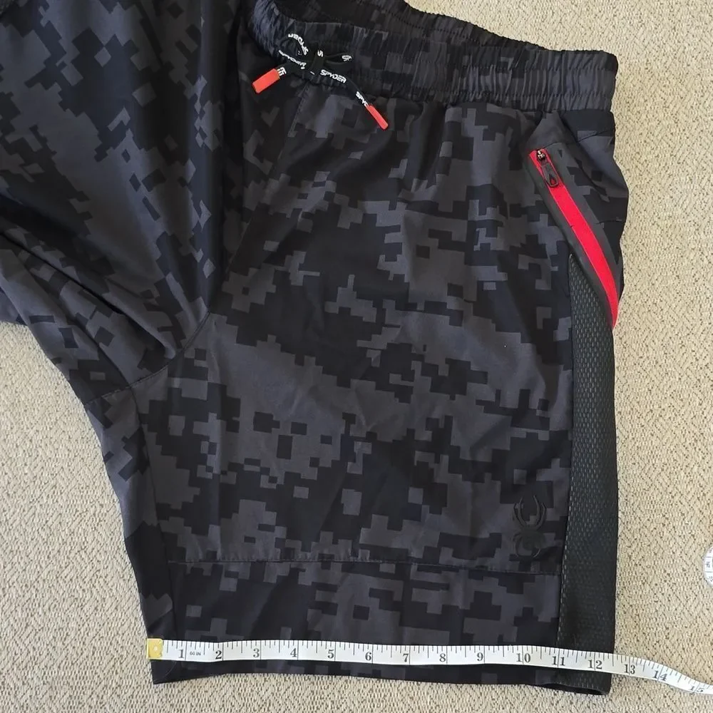 Spyder Dark Gray and Black Camo Activewear Athletic Shorts - Size Large